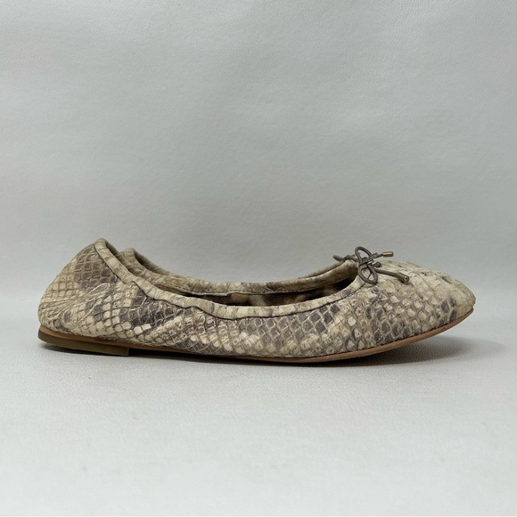 Sam Edelman Felicia Ballet Flat Ballerina Python Snake Skin Leather Bow Sz 8M - Picture 3 of 14